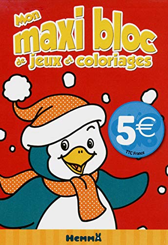 MON MAXI BLOC DE JEUX ET COLORIAGES (VISUEL PINGOUIN)