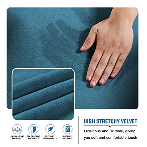 Real Velvet Futon Cover Armless Sofa Covers Sofa Bed Covers Stretch Futon Couch Cover Sofa Slipcover Furniture Protector Feature Thick Soft Cozy Velvet Fabric Form Fitted Stay In Place, Peacock Blue #TOP2