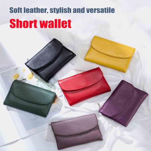 Unisex Leather Wallet,5.3 In Short Genuine Leather Coin Purse with Credit Card Holder,Clutch Bags,Small Wallets for Women,Coin Holder & Cash Slots,RFID Protected (Purple)2