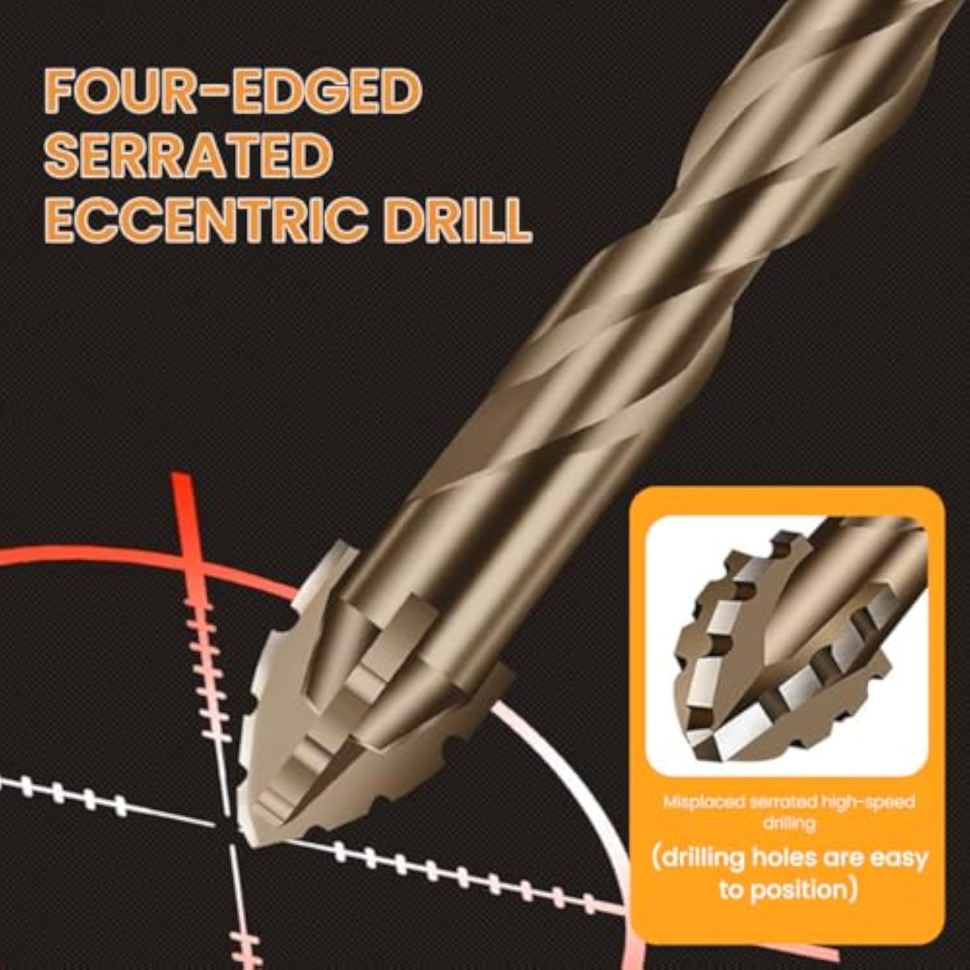 Alloy Steel Carbide Drill Bits 3-12mm, 4-Edge Sawtooth