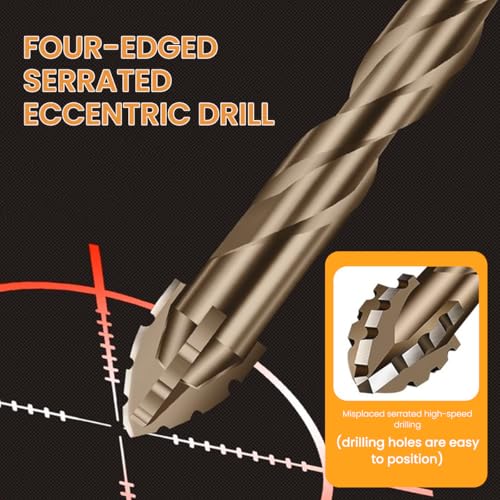 Image of Serplex Power Drill Bits Set, 7-Piece (3-12mm), Alloy Steel Carbide-Tipped, 4-Edge Sawtooth, Hex Shank Hole Opener Industrial Strength Alloy Steel Carbide Drill Bits for Concrete, Tile, Glass, Marble