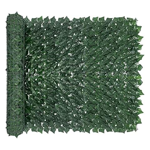Artificial foliage fence, fake privacy screen, balcony, foliage, hedge, foliage, ivy, fence, roll of trellis with ivy for balcony, patio, garden, green, 1 m x 3 m Cover