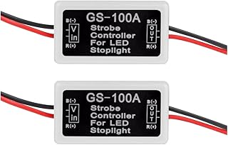 Car Flash Strobe Controller, 2PCS 12-30V LED Brake Light Flasher Module, ABS Auto Flash Module Flash Strobe Controller for Motorcycles Trucks Tail Stop Light (White)