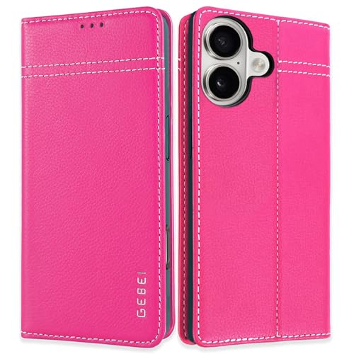 Gebei Hülle Echt Leder für iPhone 16 Plus (6,7