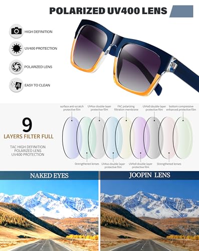 Image of Joopin Acetate Square Sunglasses Men Polarized UV400 Protection Trendy Oversized Sun Glasses Retro Shades Women