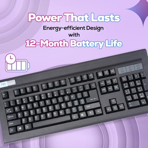Image of TVS Electronics Platina Wireless Mechanical Keyboard & Mouse Combo | Adujustble Tilt Legs | Laser-Etched Key Caps | Optical Adjustable DPI 1600 | 50M Keystroke | 10M Range | 1-Year Warranty | Black