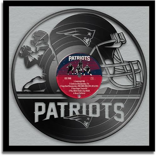 Miniatura 18 de Sporticulture Arte de Pared de Fútbol en Vinilo con Marco Decorativo en Estilo de Disco de Vinilo - 13X13 Pulgadas, Pósteres de la NFL para New York