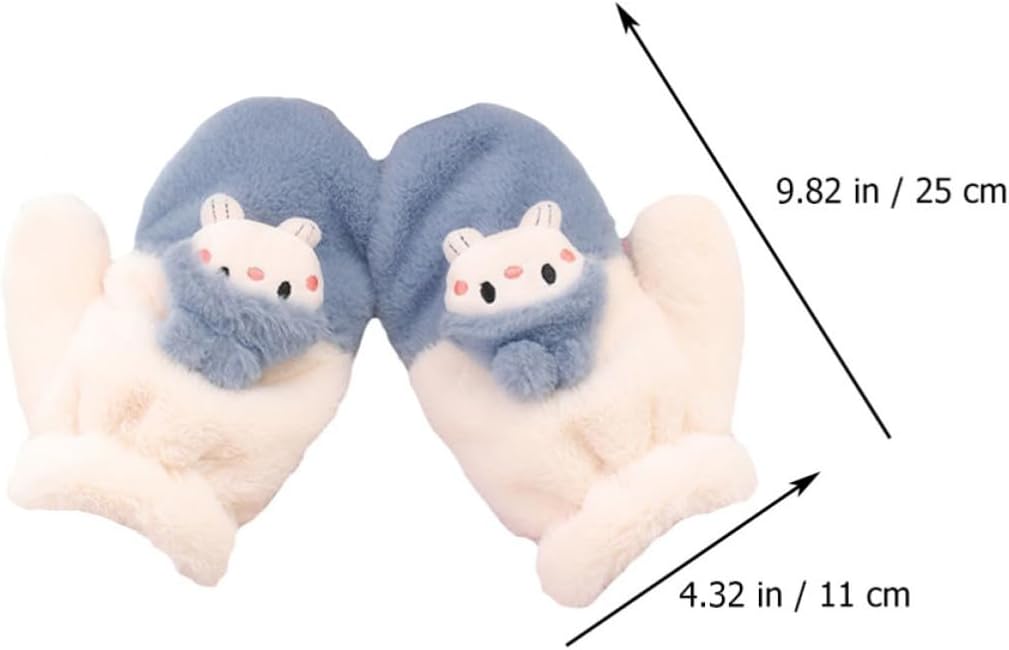 1 Pair Winter Gloves Plush Cold-proof Hand Protector Windproof Breathable Comfortable to Wear Cartoon Style for Outdoor Winter Activities