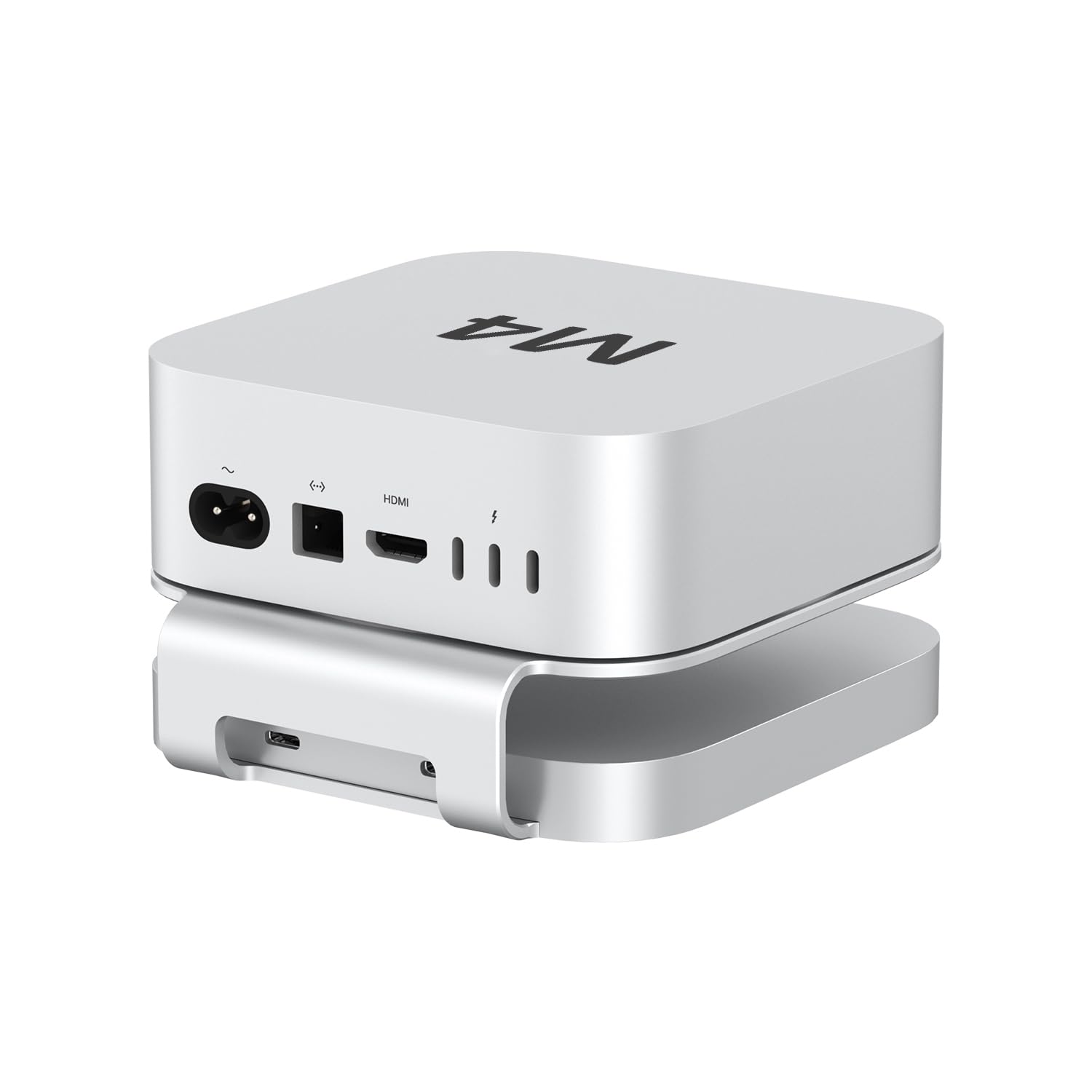 AKKYAJAURE Docking Station per Mac Mini M4/M4 Pro, 10 in 1 Hub e supporto in alluminio con custodia SSD M.2 NVMe,10 Gbps USB-A*2, lettori di schede SD/TF, USB 2.0