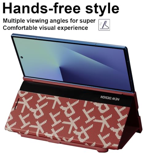 Étui en cuir PU de qualité pour Samsung Z Fold 7 avec support rigide et stylet rouge - 5