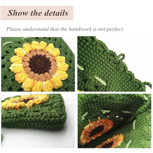 Image of Handmade Crochet Sunflower Phone Bag for Women
