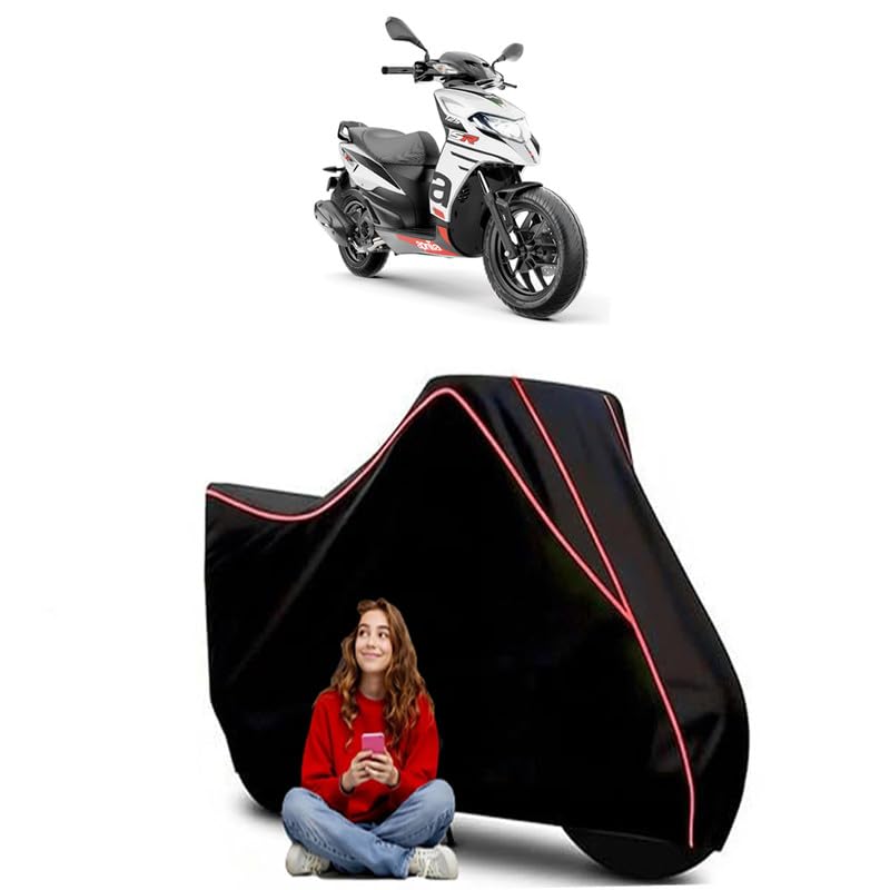 Image of SR 124 cc Scooty Bike Cover Water Resistant Outdoor Use Universal Fit Scooters Motorcycles Heavy Duty UV Protection Dust Rain Scratch Resistant Elastic Bottom Black Blue Piping