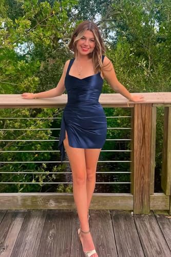 Satin Homecoming Dresses Short A Line Cocktail Party Dress Hi0412