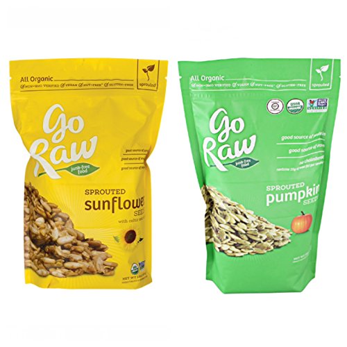 Go Raw Sprouted Seeds Bundle: (1) Pumpkin Seeds 16 (Ounce), (1) Sprouted Sunflower Seeds (16 Ounce)
