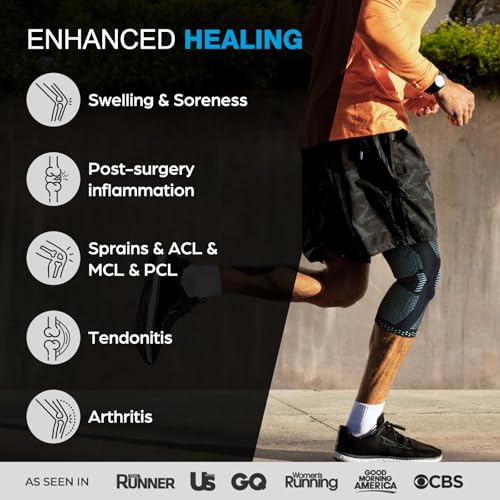 Image of NEENCA Polyester Blend Professional Knee Brace,Compression Knee Sleeve With Patella Gel Pad & Side Stabilizers,Knee Support Bandage For Pain Relief,Medical Knee Pad For Running,Workout