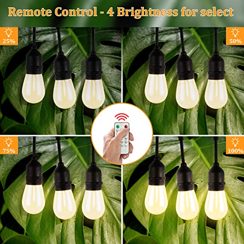 Dott Arts 100FT (2X50FT) Solar String Lights Outdoor Waterproof with Dimmable Remote,3-Color in 1 Outdoor String Lights Solar Power with 2700K-5000K Edison Bulbs,Patio Lights for Outside Backyard - Image 3