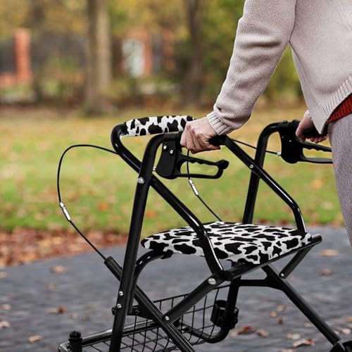 Image of Cow Print Rollator Walker Seat Covers, Soft and Adjustable Backrest Covers, Universal Accessories for Seniors with Seat Cover