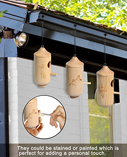 Topkins Hummingbird House For Outdoors Hanging, Wooden Humming Bird Nest With Pole, Swinging Hummingbird Feeders Bluebird House, Gardening Gifts For Women Men Bird Lovers (3Pcs) #TOP3