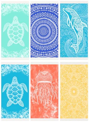 Widdonen Turkish Beach Towel,Extra Large 79x36,6 Pack,Quick Dry,Compact