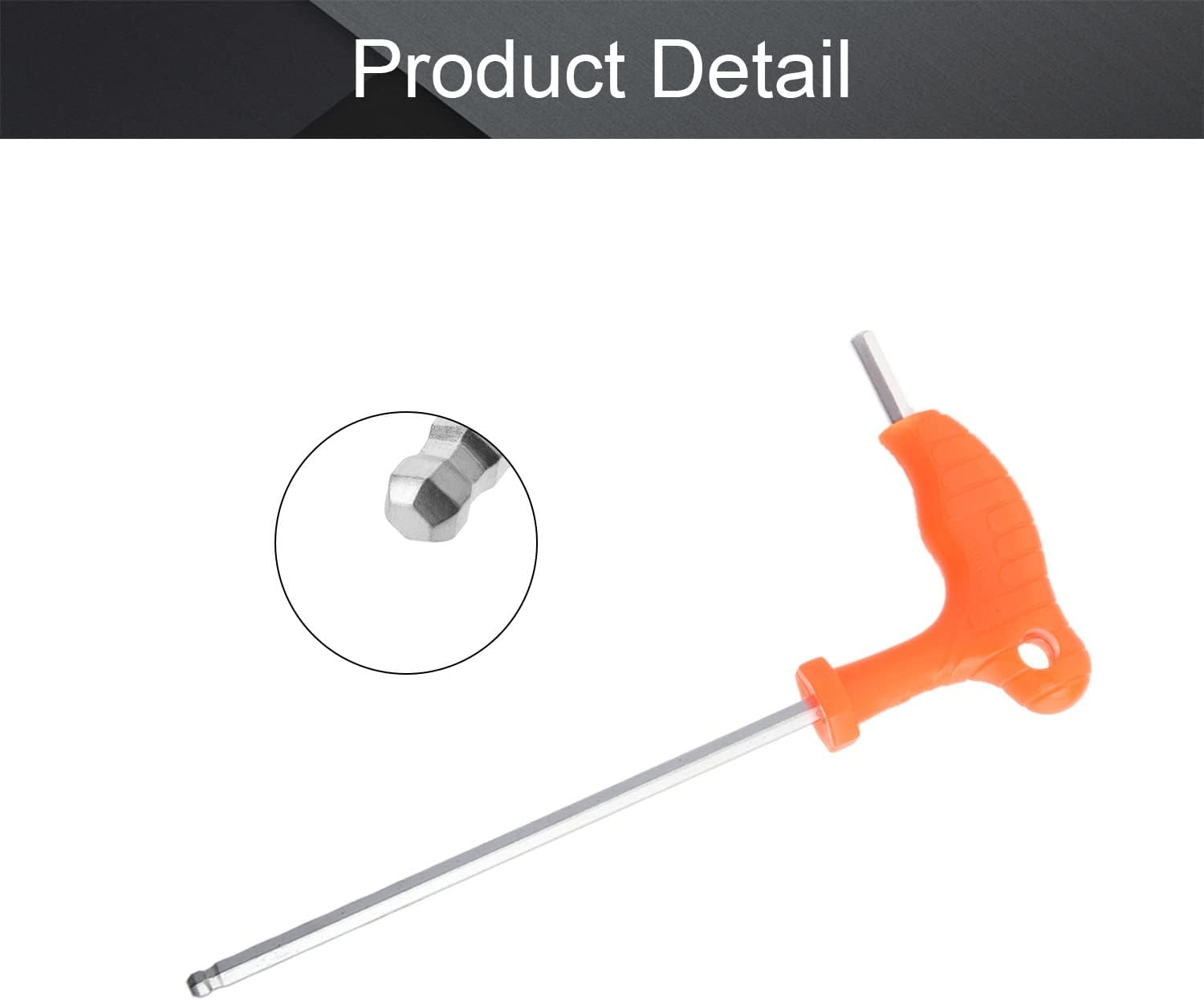 Utoolmart 4mm Metric Ball End Tip T-Handle Hex Wrench Chrome Finish