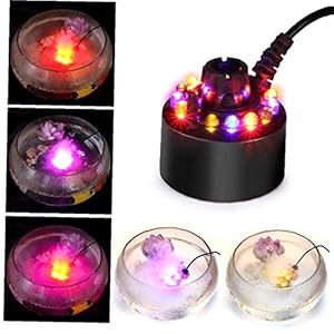 Mist Maker Vijver Mister Fontein Verstuiver Aquarium Vissen Tank Fogger Luchtbevochtiger met 12 LED voor Indoor Outdoor 20mm Zwart