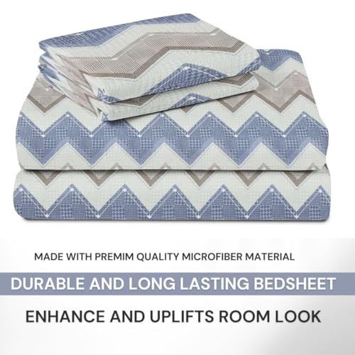 Image of BSB HOME 100% Cotton Feel Double Bed Bedsheet Set | 144 TC Soft & Breathable | Beige Pink and Grey Wave Print with 2 Pillow Covers | Wrinkle Free | for Bedroom (90 x 90 Inches)