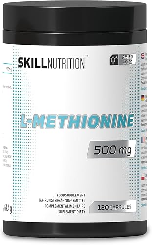 SKILL Nutrition L-Méthionine 500 mg | 120 gélules véganes | Acide aminé soufré, 