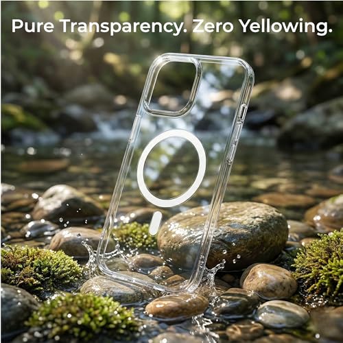 Image of Anti Yellow Clear Magnet Case for iPhone 13 Pro Max, Premium Polycarbonate, Ultra Strong Magnets, 360 Drop Protection, Raised Camera Protection, MagSafe Compatible