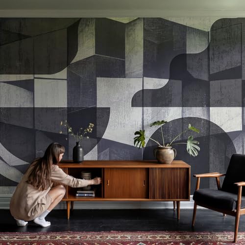 Papier peint adhésif mural panoramique géométrique résistant 208x146cm - 4