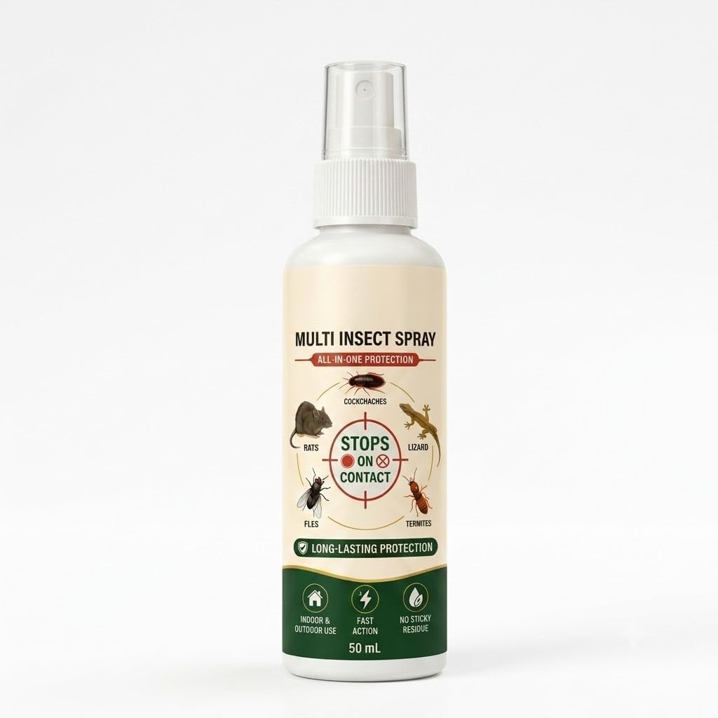 Multi Insect Killer Spray 50ml | Fast-Acting Bug Control Formula | Cockroach, Ant & Fly Control | Household Insect Spray for Indoor & Outdoor Areas-image-14
