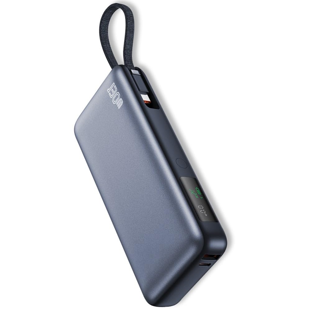 Power Bank 26800mAh PD 100W Cable Integrado – Carga portátil y 3 Dispositivos a la Vez. Diseño Delgado, Pantalla LED. Ideal para Viajes, Oficina y emergencias.(Negro