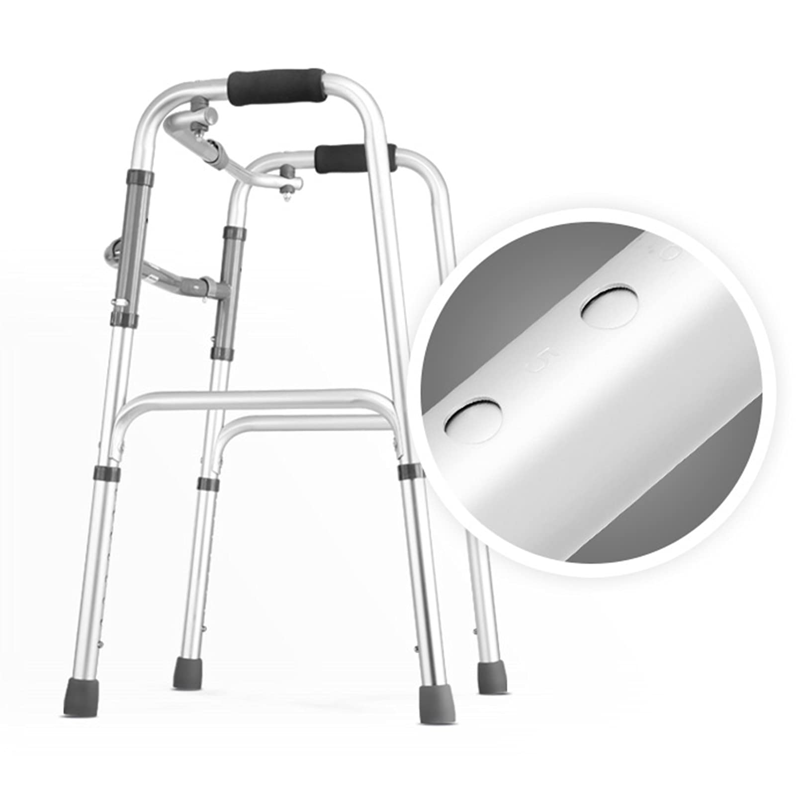 Andador sin Ruedas Andador Ligero y Plegable de Aluminio para Personas Mayores Altura Ajustable para Adultos y