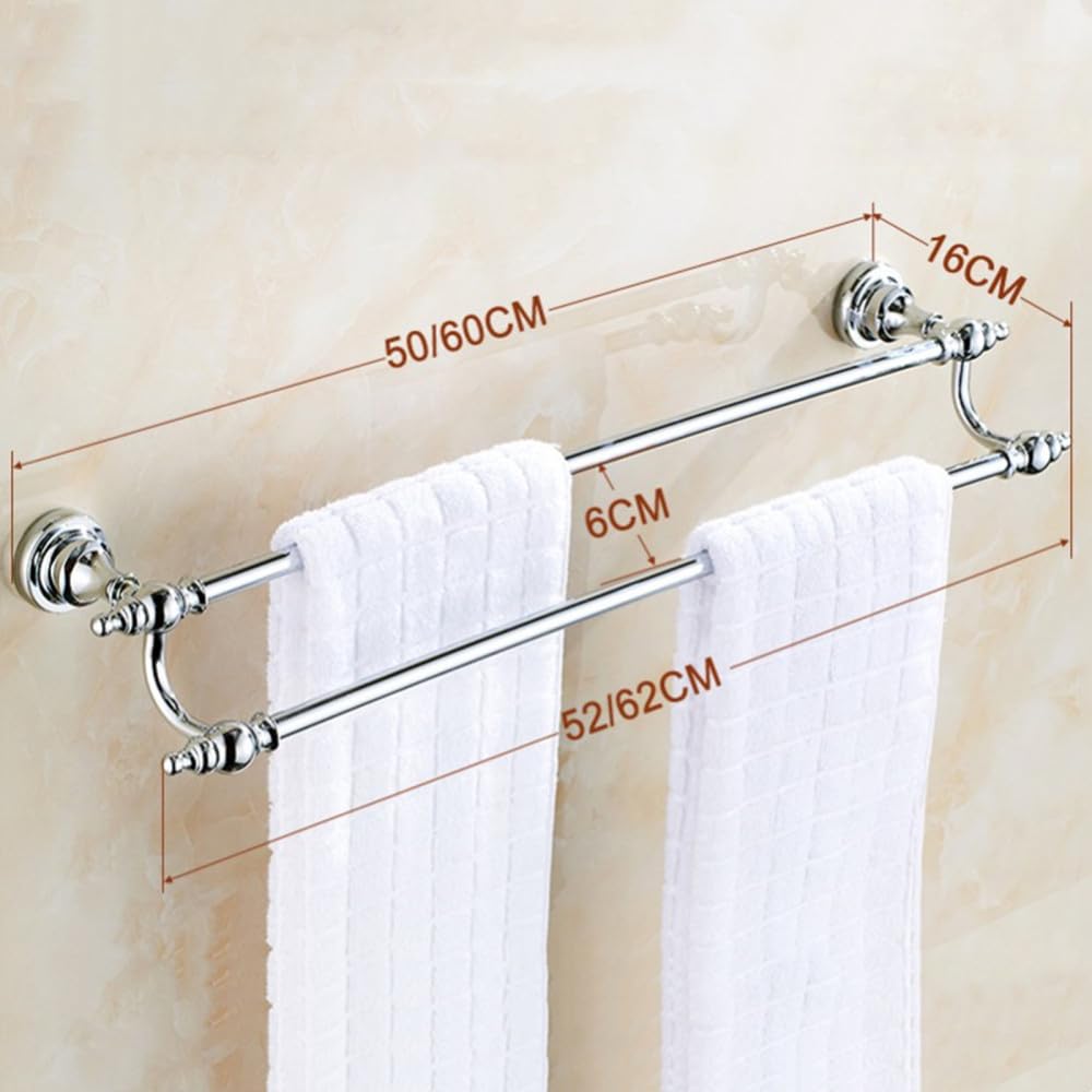 LYGXWJFC Toallero Juego de Accesorios de baño Estante de baño Cromado Pulido Soporte de Papel Soporte para Cepillo de Dientes Toallero Gancho para Bata Accesorios de baño Toallero Doble