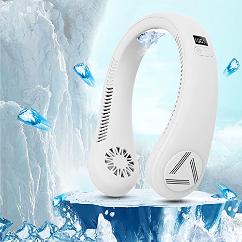 WOOLALA [2021 Newly] Built-in Cooling Chip Personal AC Neck Fan Truely Air Conditioner Hands-Free Wearable Fan for Quick Cool Down, 4000mAh USB Rechargeable Portable Fan for Daily Use