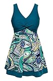MiYang Women's Shaping Body Swimsuit One-Piece Swimwear Spa Suit Size tag L(US talla 12-14),Blue and Green