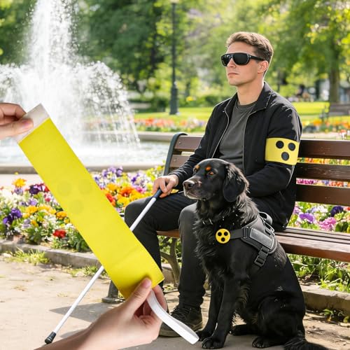 2 Armbinde Blindenbinde für Erwachsene mit 2 Blindenabzeichen, Blindenbinde für Arm Hilfsmittel Für Sehbehinderte Geeignet Für Den Täglichen Gebrauch Und Auf Reisen