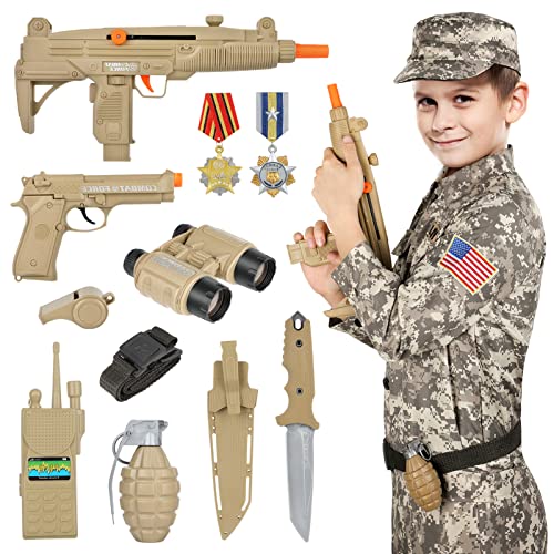 GIFTINBOX Kids Army Soldier Dress Up Costume Role Play Set, Deluxe Christmas Gift for Kids Boys Aged...