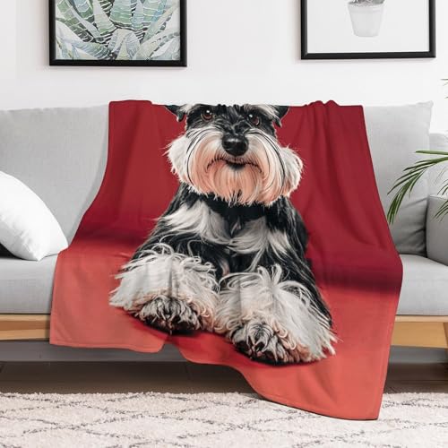 Plaid imprimé schnauzer doux en flanelle chaleureuse pour le repos - 6