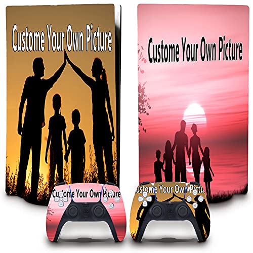 Customize PS5 Stickers Skin for Console and Controller Vinyl Sticker Decal Cover for Disk Edition Whole Body Skin Protector Durable Scratch Resistant Compatible with Playstation 5 CD Version
