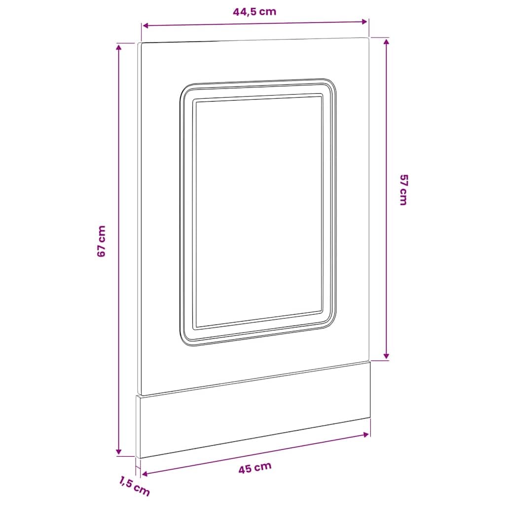 Kalmar - Pannello frontale per lavastoviglie in legno grigio cemento, 45 x 1,5 x 57 cm, pannello frontale per lavastoviglie da incasso, moderno