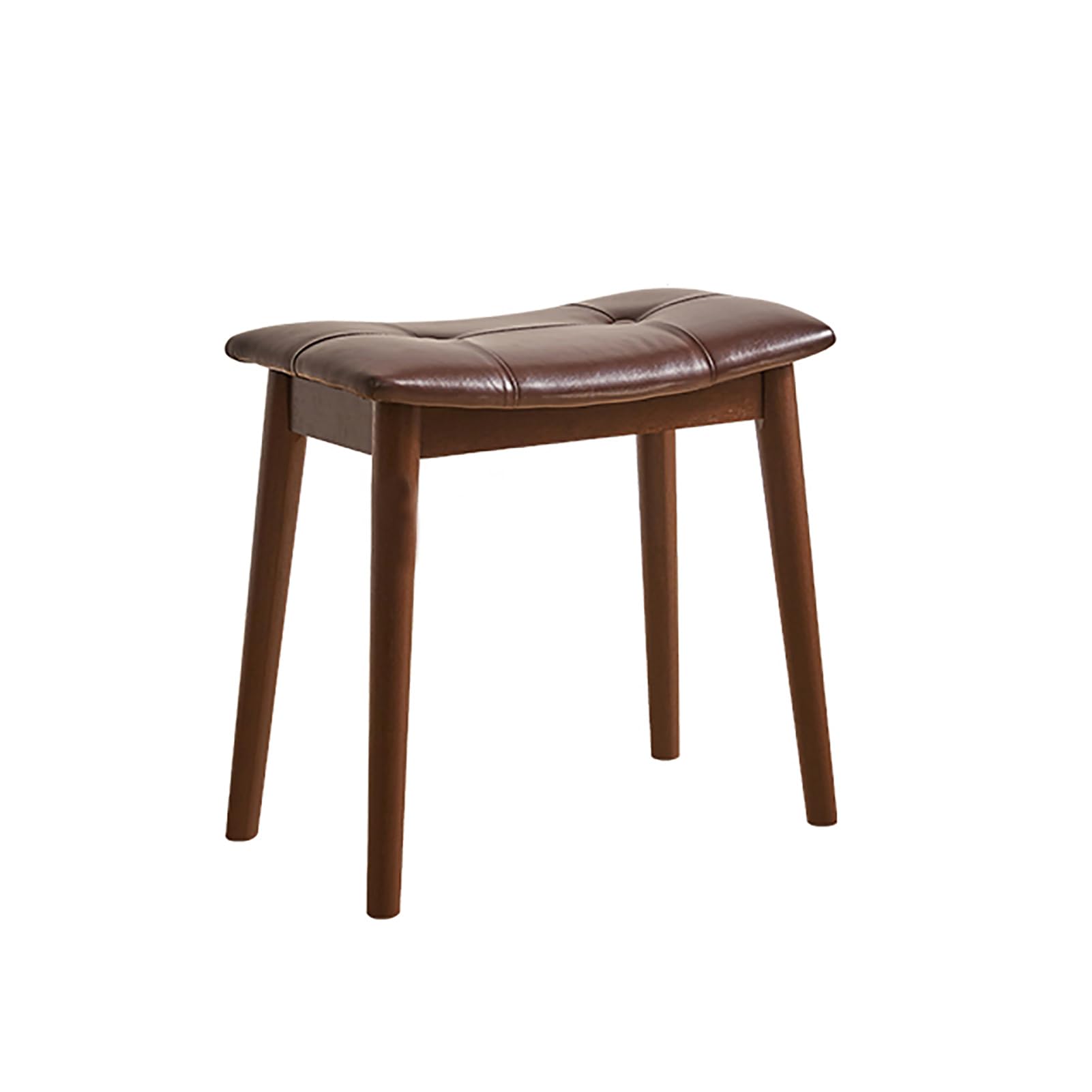 Taburete de tocador de madera maciza con acabado artesanal y cojín acolchado