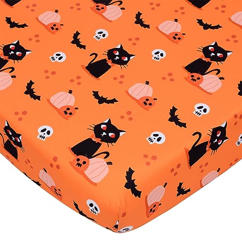 Image of Cloele Halloween Crib Sheet,Pumpkins Cats,Baby Nursery Sheet,52x28in | Fitted Crib Sheet for Boys Girls,Standard Crib and Toddler Mattresses,Cozy Bed Sheet,Infant Toddler Sheet