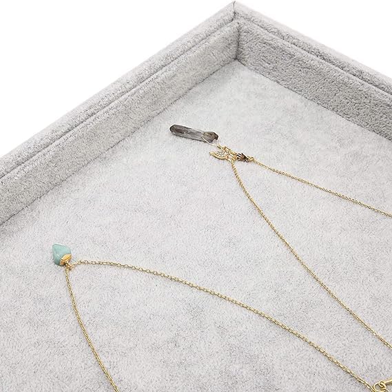 Image of Empty Velvet Jewelry Drawer Organizer Tray Stackable Jewelry Tray for Drawer and Storage Display