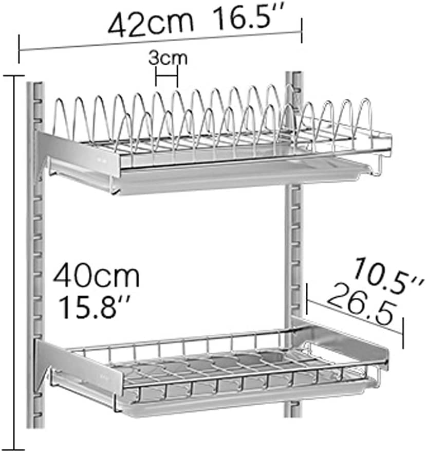 inless - Escurreplatos de acero para montaje en pared, para platos, cuencos y sils, estante para secar platos que ahorra espacio