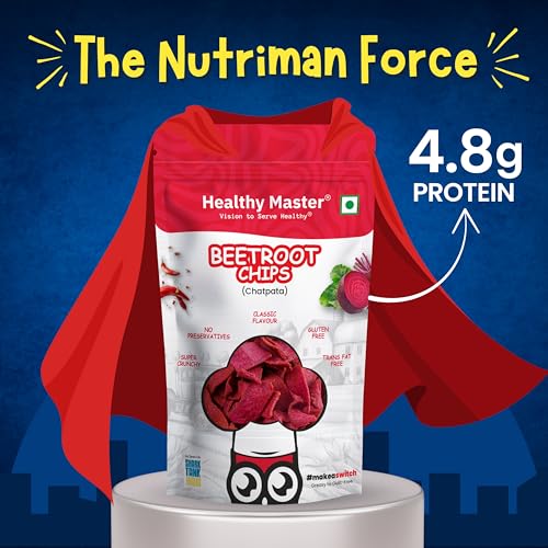 Image of Healthy Master Beetroot Chips Combo 300g (100g Each) Pack of 3 | Light & Crispy | High Protein Chips | Gluten-Free | No Maida, No Palm Oil | Low-Calorie | Healthy Snacks for Adults & Kids