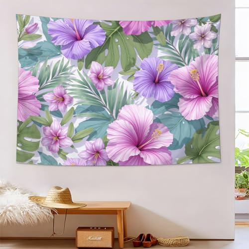 Tenture tropicale rose et violette pour créer un salon exotique et cocooning