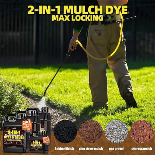 Mulch Glue - Black Color 2-in-1 Mulch Dye & Glue for Landscaping, Super Strength Landscape Adhesive Landscape Lock, Fast-Dry, Non-Toxic, Mulch Binder Glue, Pea Gravel, Adhesive Max Mulch Glue (32OZ)