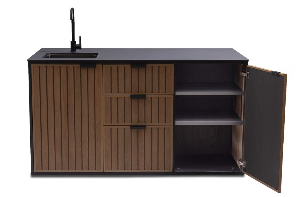 Keter Signature Compact Outdoor Küche, Venetian Braun, 168,5×85×94,8 cm, HPL-Arbeitsplatte, Wetterfest