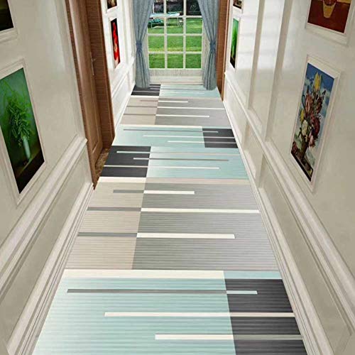 Alfombra larga para pasillo y entrada del hogar con rayas modernas ZRUYI 3
