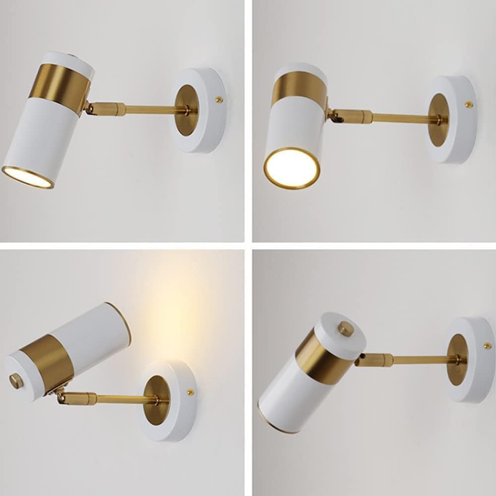 Home Decoration Modern Mid Century Wall Reading Lights for Bedroom Swivel Adjustable Metal Shade White Gold Black Ceiling Spotlight Bedside Wall Sconces for Headboard Living Room Gallery